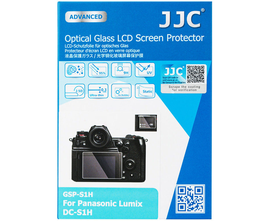 Купить защитное стекло для Panasonic DC-S1H - JJC GSP-S1H надежная защита от грязи, отпечатков пальцев, брызг, ударов и различных царапин. Твердость 9H.