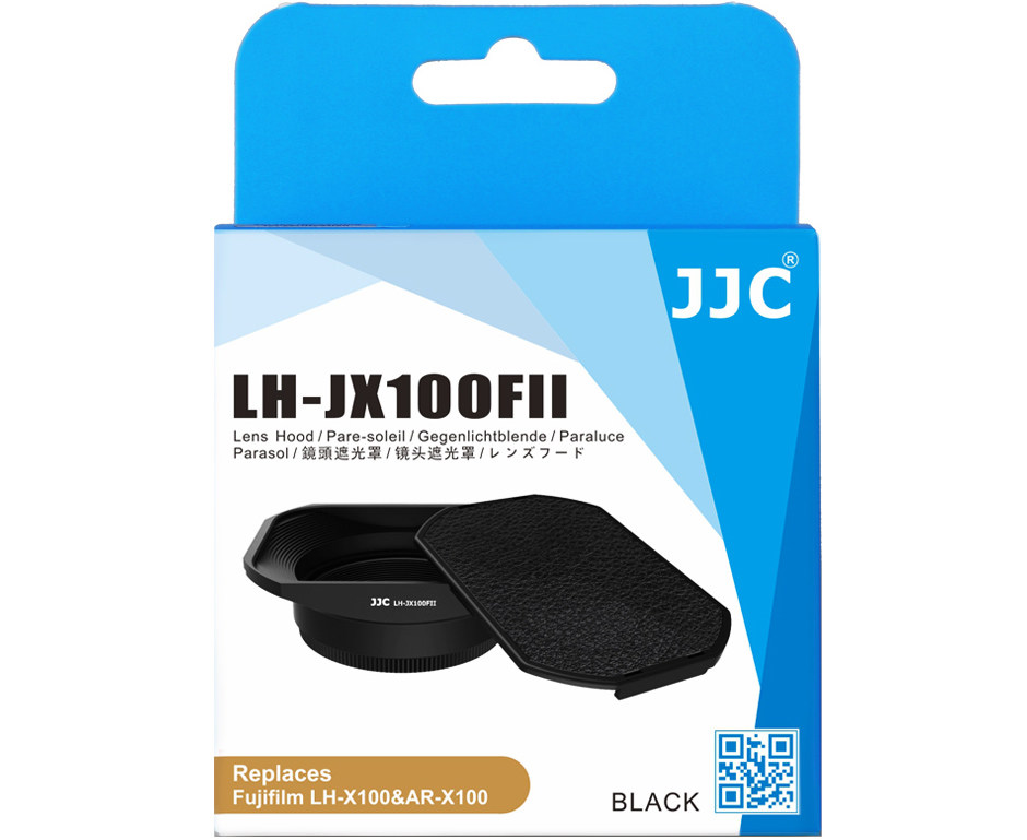 Купить бленду для Fuji X100F, X100, X100S, X100T и X70 черного цвета специальной квадратной формы с переходным кольцом на 49 мм и передней защитной крышкой - JJC LH-JX100FII BLACK