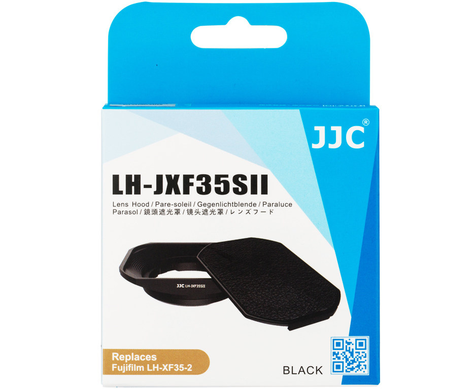 Купить квадратную металлическую бленду Fujifilm LH-XF35-2 с передней защитной крышкой для объективов Fujinon XF 23mm F/2 R WR и XF 35mm F/2 R WR - JJC LH-JXF35SII BLACK черный цвет