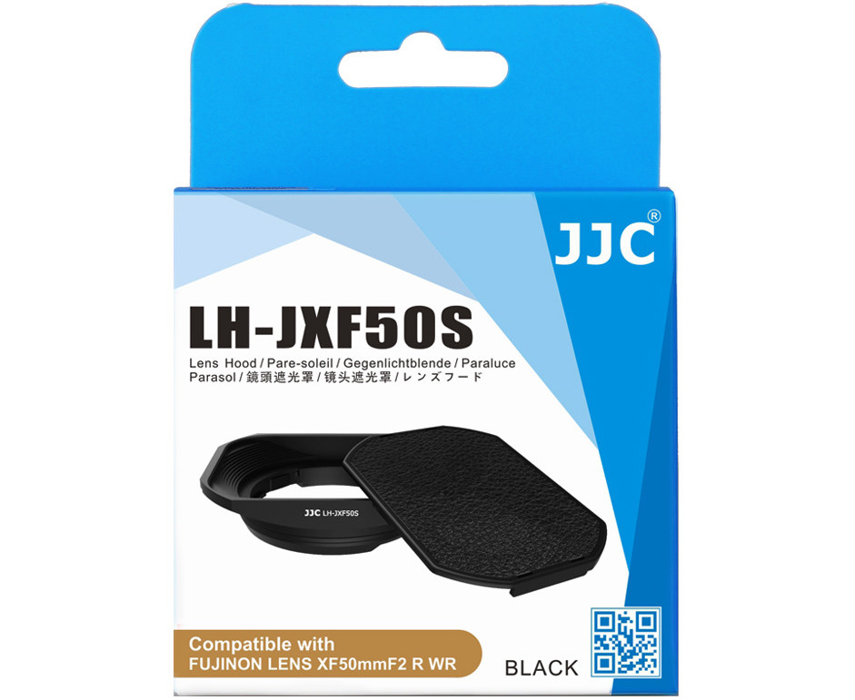 Купить бленду для объектива Fujifilm XF 50mm F2 R WR - JJC LH-JXF50S BLACK черный цвет, металлическая с передней слайдерной крышкой в комплекте.