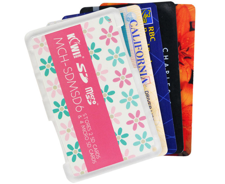 Kiwifotos MCH-SDMSD6P Компактный защитный футляр на четыре microSD и две SD карты памяти, розовый узор