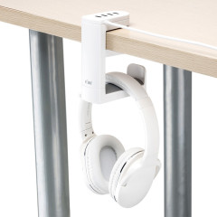 Держатель для наушников поворотный с одним USB 3.0 и тремя USB 2.0 портами (белый цвет)