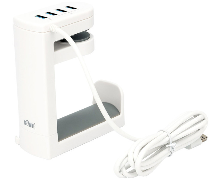 держатель наушников с USB хабом белый