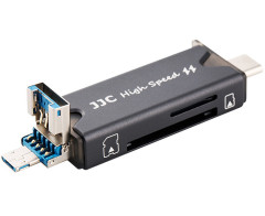 Картридер USB 3.0 + Type-C + MicroUSB OTG для SD и MicroSD карт памяти (серый)