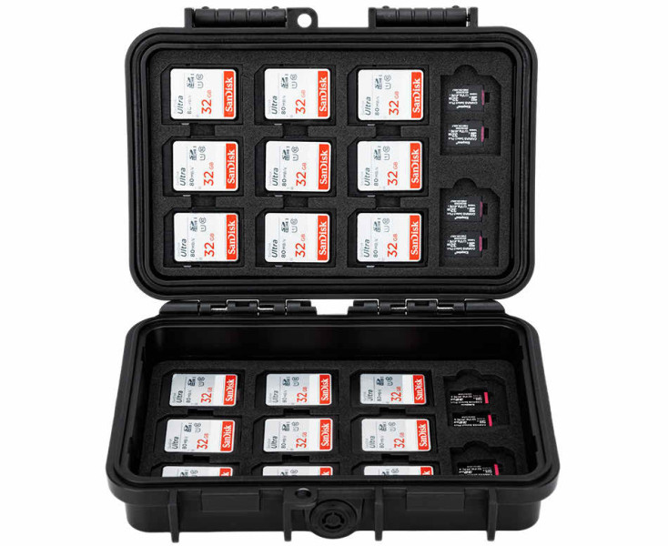 бокс ударопрочный на 90 шт microSD 33 шт SD и 12 шт CFexpress Type A