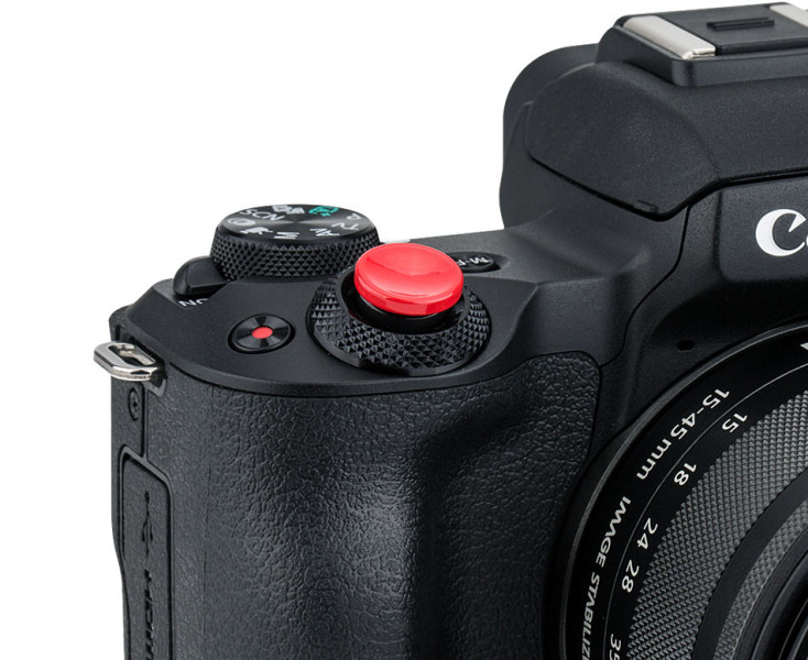 кнопка спусковая вогнутая на клей красный цвет