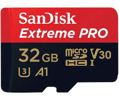 Карта памяти microSDHC U3 Sandisk Extreme PRO 32 Гб, 100 МБ/с, Class 10 V30 A1
