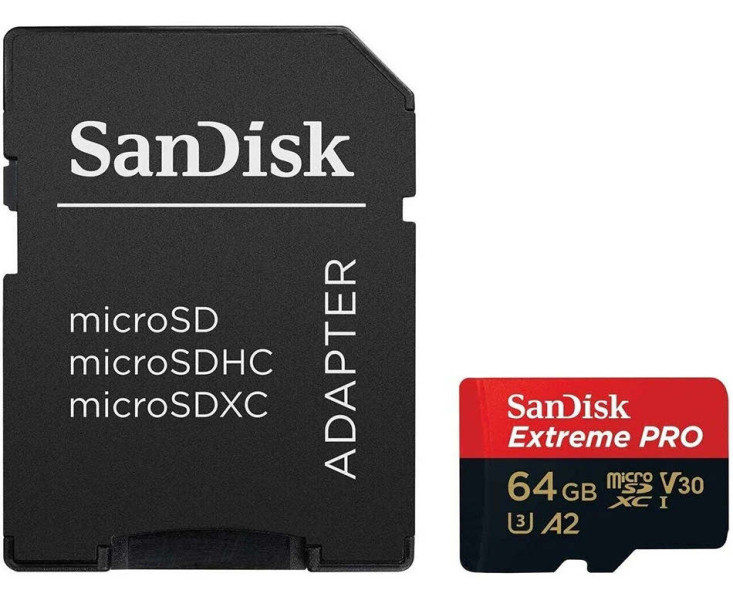 SDSQXCY-064G-ZN6MA Карта памяти microSDHC U3 Sandisk Extreme PRO 64 Гб, 170 МБ/с, Class 10 V30 A2