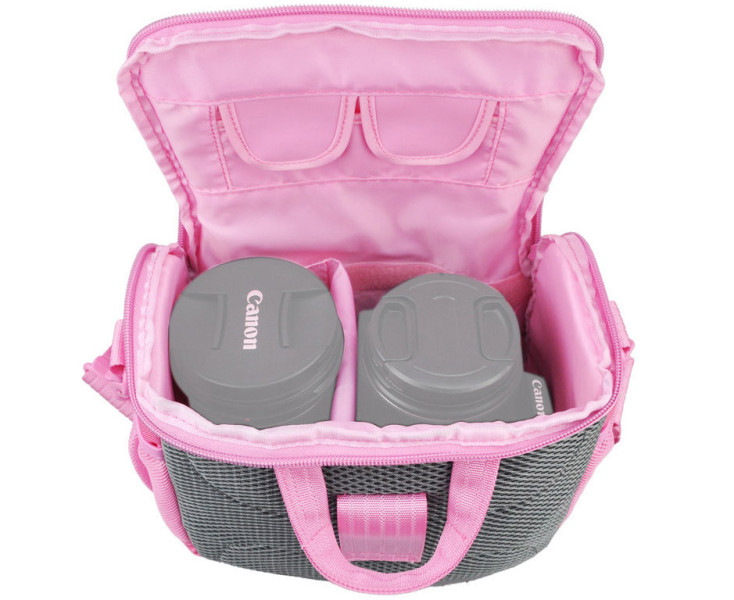 Сумка для зеркальных и беззеркальных фотокамер с дождевиком (розовая)