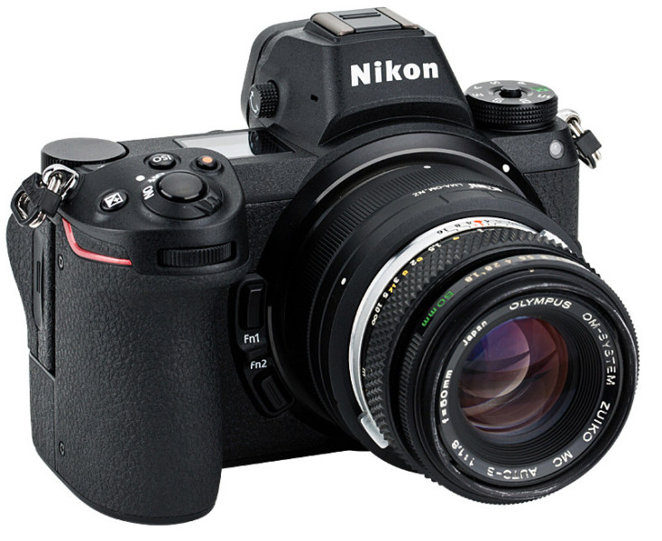 установить объектив Olympus OM на Nikon Z камеру