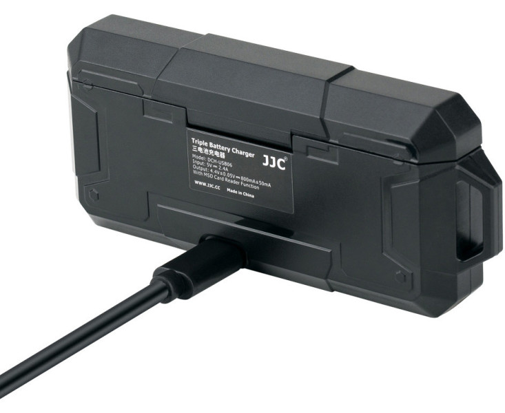 JJC TC-GP3 Зарядное устройство на три аккумулятора GoPro AABAT-001 с картридером microSD / TF card