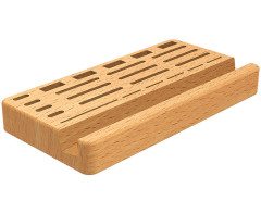 Подставка для смартфона с ячейками для USB Type A / Type C и флеш карт (светлый бук)