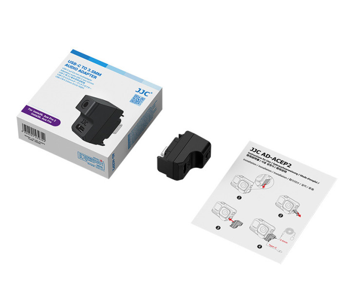 JJC AD-ACEP2 Адаптер микрофона для Insta360 Ace Pro и Ace Pro 2, USB-C / 3.5мм TRS
