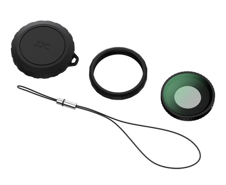 JJC F-DA5UV Защитный ультрафиолетовый светофильтр для DJI Osmo Action 4 и Action 5 Pro с крышкой, защитным кольцом и страховочной верёвочкой