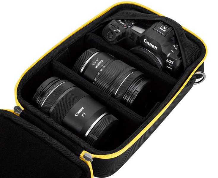 защитный кофр для камеры и двух объективов ярко жёлтая молния