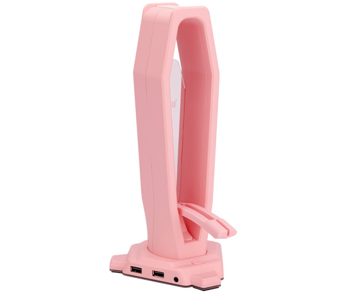 настольная подставка для наушников с RGB розовая