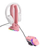Kiwifotos DT-U5A PINK Настольная подставка для наушников с банджи для мыши, USB хабом и RGB подсветкой, розовый цвет