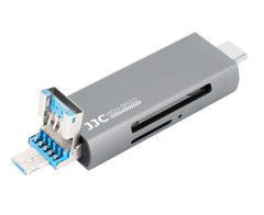 Картридер USB 3.0 / Type-C / MicroUSB OTG для SD и MicroSD карт памяти до 1 Тб (серый)