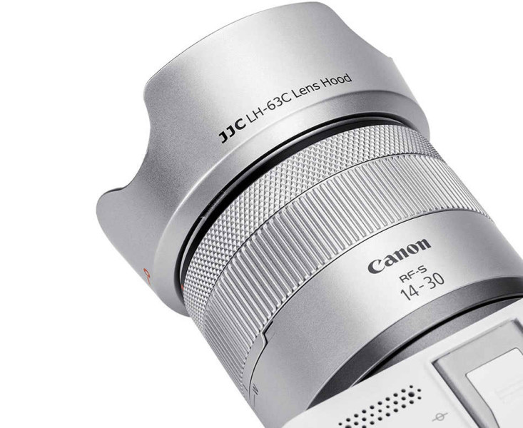 JJC LH-63C SILVER Бленда EW-63C серебристого цвета для объектива Canon RF 24-50mm f/4.5-6.3 IS STM, RF-S 14-30mm F4-6.3 IS STM PZ, EF-S 18-55mm f/3.5-5.6 IS STM и EF-S 18-55mm f/4-5.6 IS STM