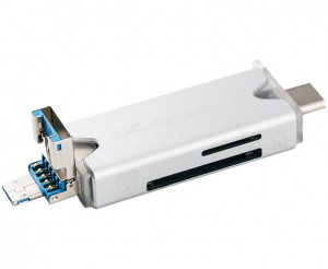 купить картридер с USB, Type-C и MicroSD серебристый цвет