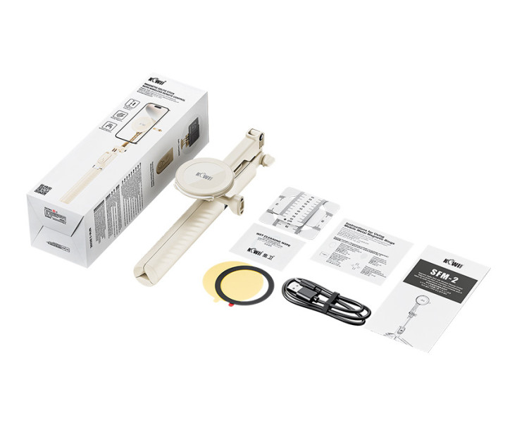 Kiwifotos SFM-2 BEIGE MagSafe штатив монопод для смартфонов и экшн камер, с беспроводным пультом, бежевый цвет