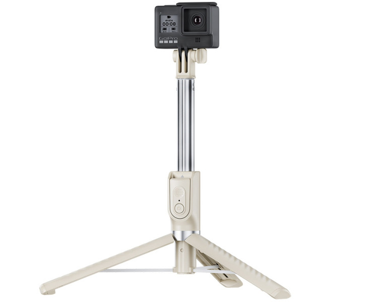 телескопический штатив монопод магнитный для смартфона и экшн камеры бежевый