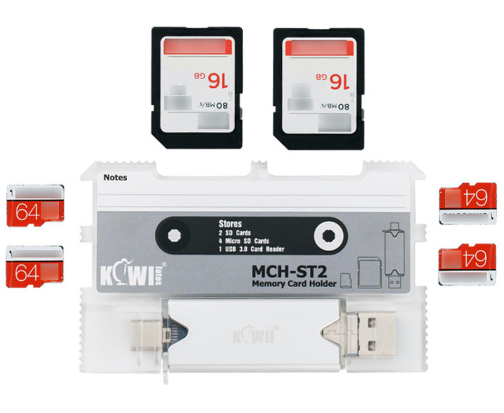 система хранения для SD и TF card с картридером серый цвет