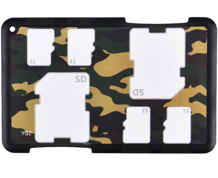 Компактный защитный футляр для флеш карт (4x MicroSD и 2x SD) хаки