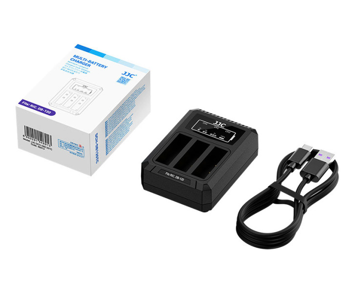 JJC DCH-DB120TC Тройное USB зарядное устройство на три аккумулятора Ricoh DB-120 с индикатором зарядки на каждый аккумулятор