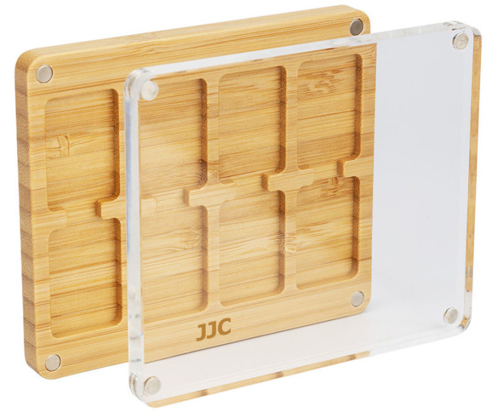 JJC CW-NS2 Деревянный подарочный бокс на 8 карт памяти Nintendo Switch Game Card, светлый бамбук