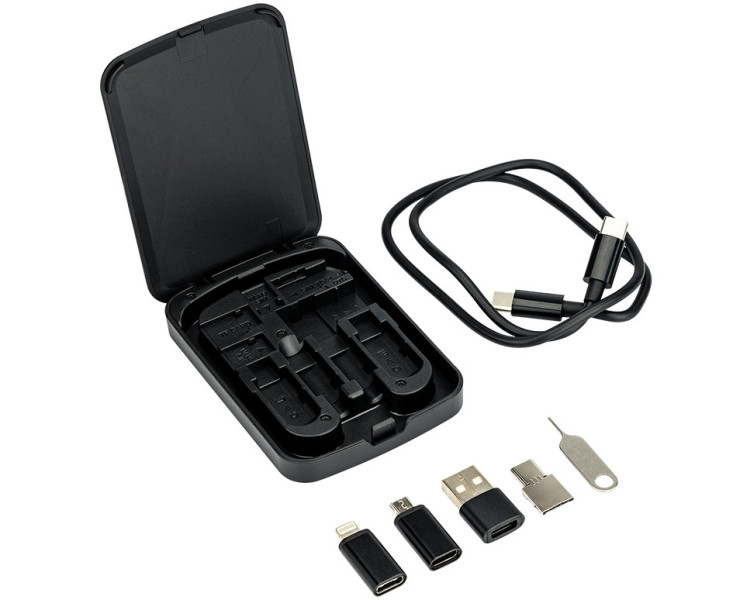 Kiwifotos PCS-V1 BLACK Многофункциональный бокс с дата кабелем и адаптерами соединительными под все смартфоны и планшеты