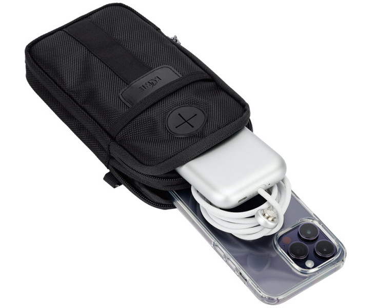 чёрная сумка чехол для смартфона и пауэрбанка