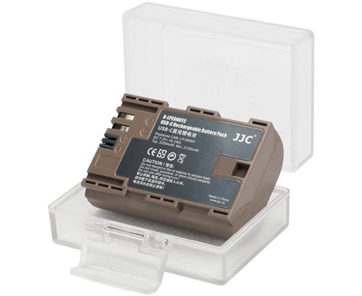 JJC B-LPE6NHTC Аккумулятор Canon LP-E6NH с зарядным портом Type-C для EOS R5C, EOS R5, R6, R, 5D Mark IV, 5D Mark III, 5DS, 5DS R, 5D Mark II, 6D Mark II, 6D, 7D Mark II, 7D, 90D, 80D, 70D, 60D, 60Da, 7DSV