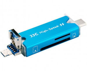 купить картридер с USB, Type-C и MicroSD голубой цвет