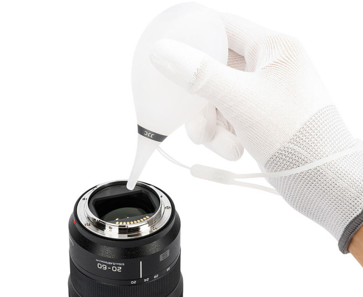 JJC CL-ARSW CR Груша воздушная для оптики с двумя клапанами, мягким соплом и ремешком, прозрачный белый цвет