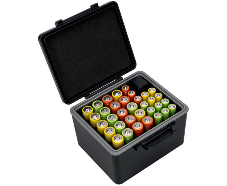 бокс ударопрочный для AA и AAA аккумуляторов с тестером заряда