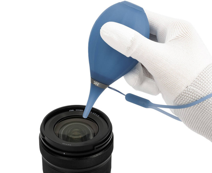 JJC CL-ARSW CRBU Груша воздушная для оптики с двумя клапанами, мягким соплом и ремешком, прозрачная синяя