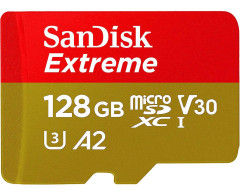 Карта памяти microSDHC U3 Sandisk Extreme 128 Гб, 190 МБ/с, Class 10 V30 A2