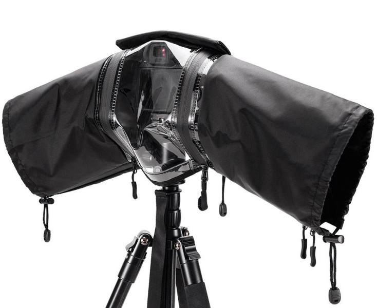 чёрная накидка от дождя для беззеркальной фотокамеры