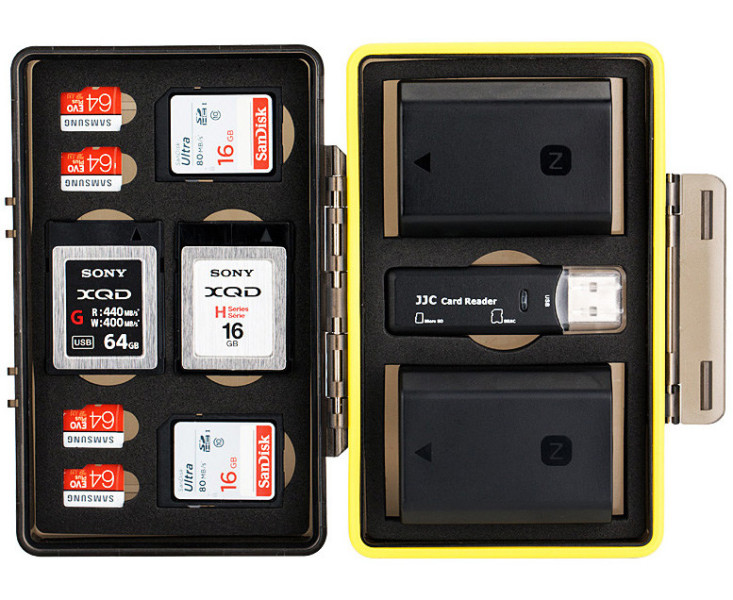 JJC BC-3UN1 бокс для двух аккумуляторов и карт памяти SD, MicroSD, XQD