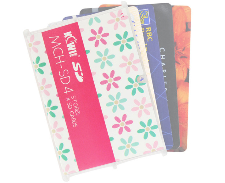 Kiwifotos MCH-SD4P Компактный защитный футляр для четырёх карт памяти SD card, розовый с узорами