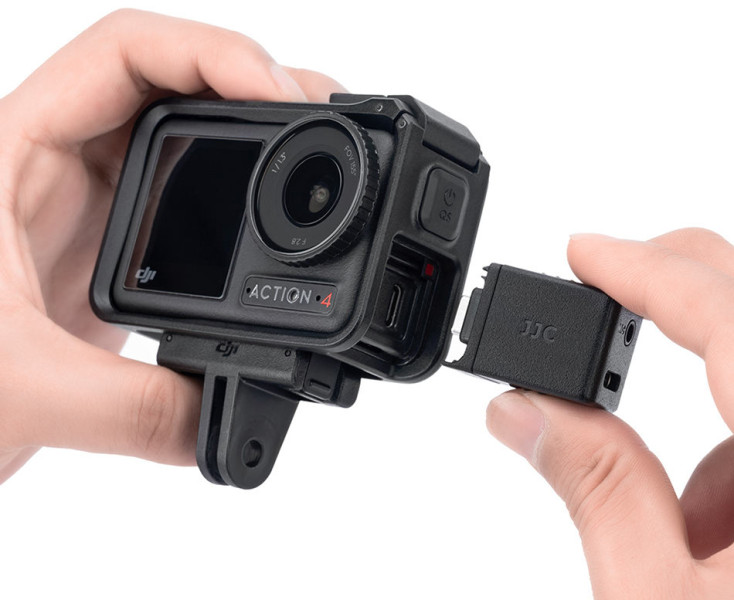JJC AD-OA4 Адаптер микрофона для DJI Osmo Action 5 Pro и Osmo Action 4, USB-C / 3.5мм TRS