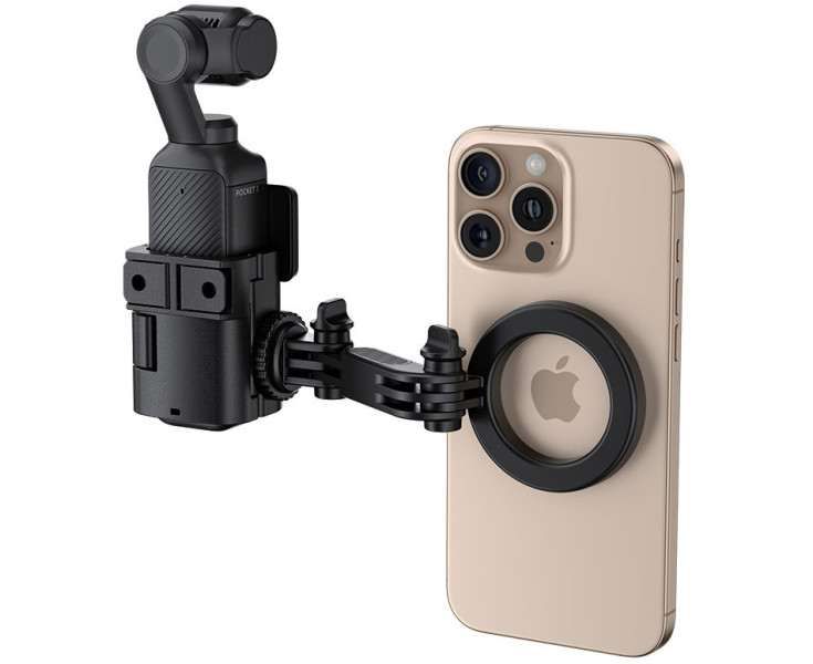 удобный держатель dji osmo pocket 3 и смартфона magsafe в руке