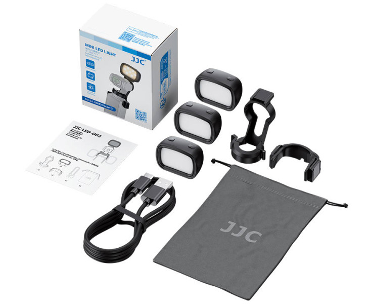 JJC LED-OP3K3 Три накамерные мини LED панели для DJI Osmo Pocket 3 с магнитным креплением